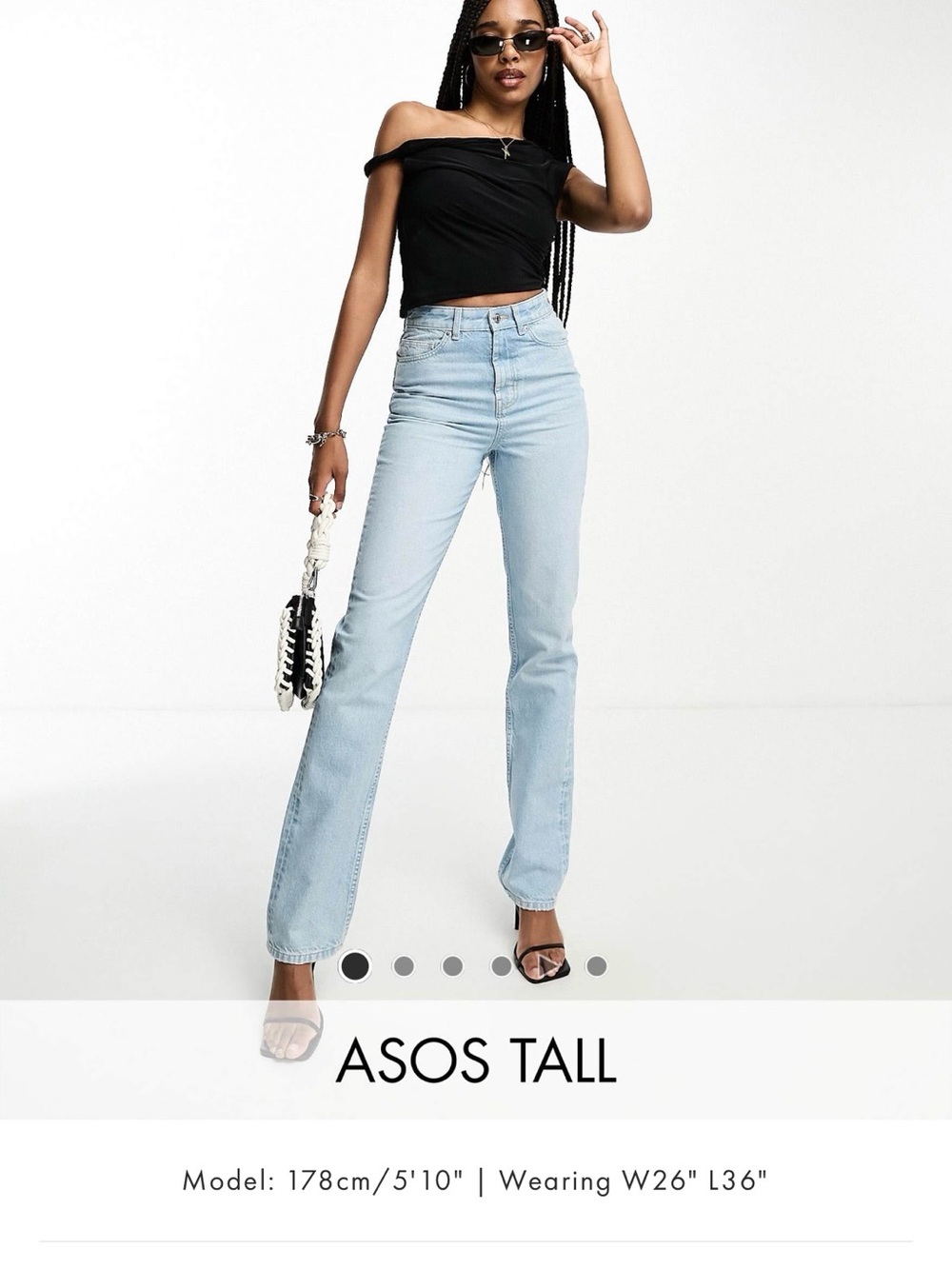 ASOS Straight Leg High-Rise Jeans in Light Blue Wash